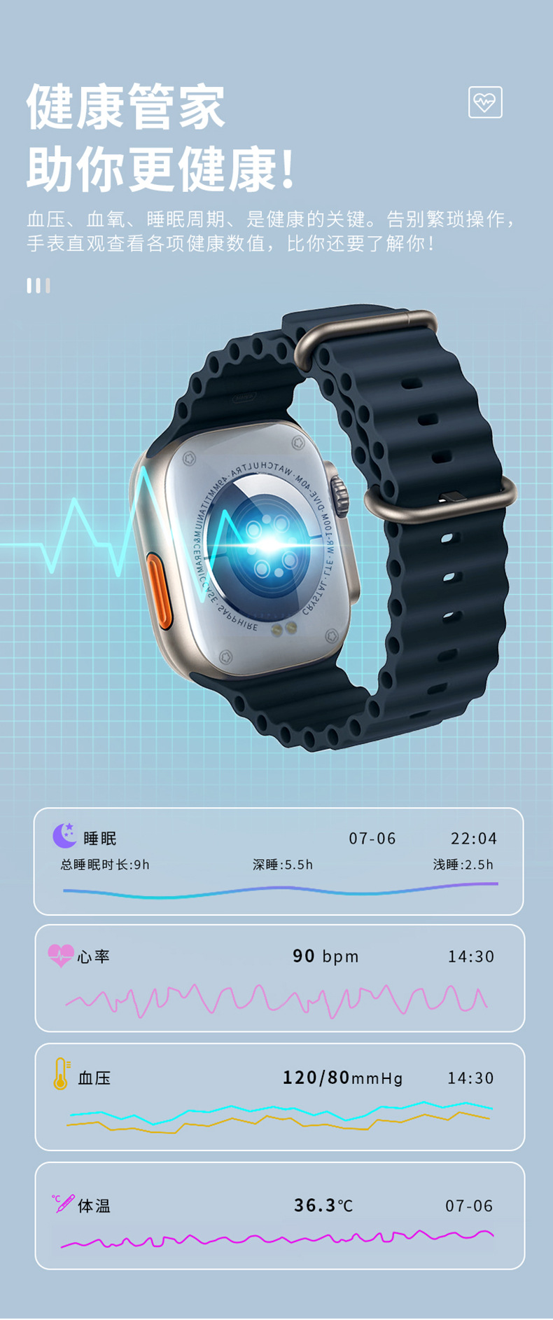 华强北智能电动车遥控拷贝钥匙手表健康心率监测远程控制防水手表详情10