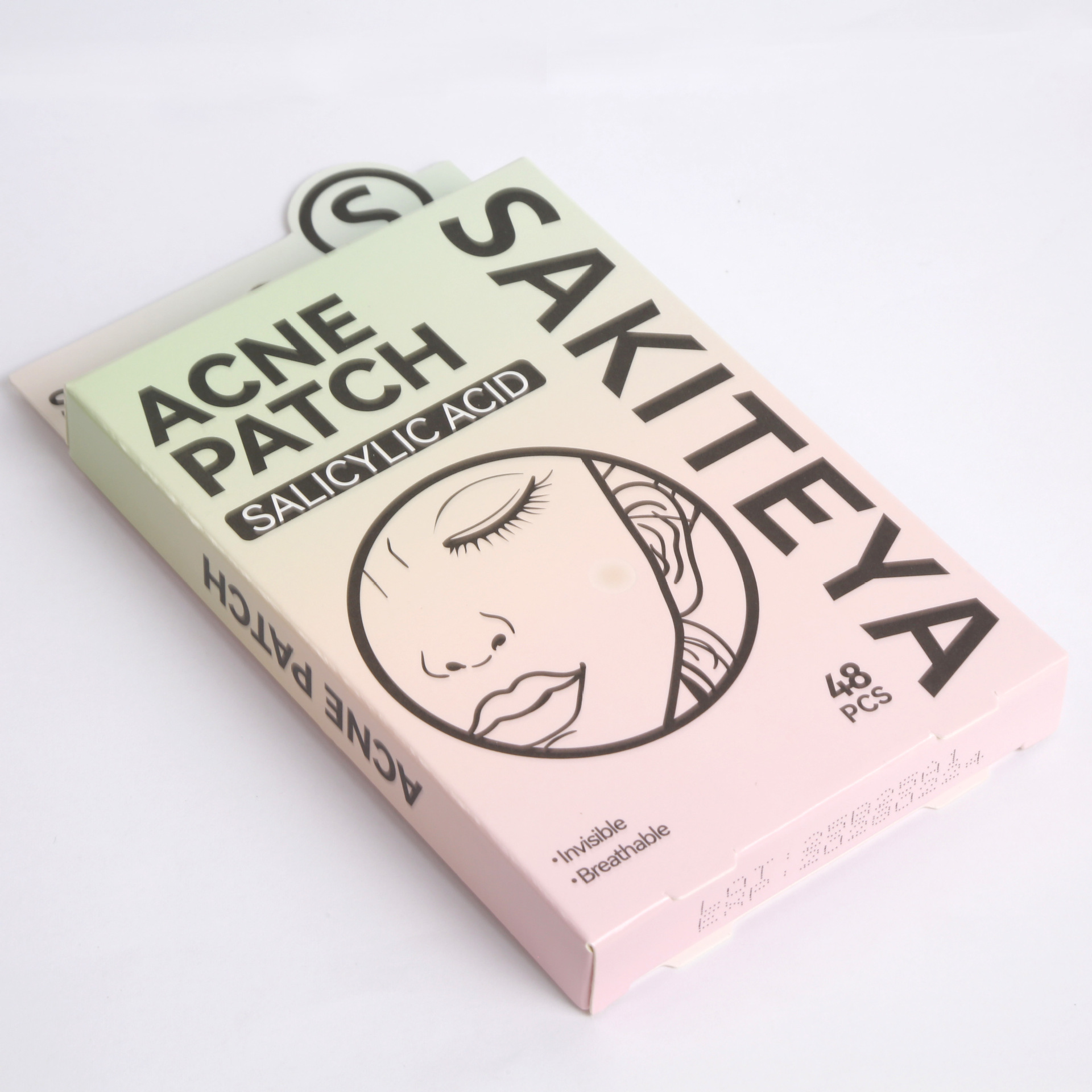 跨境出口英文痘痘贴隐形遮瑕透明日夜用48粒水杨酸超薄组合祛痘贴详情8