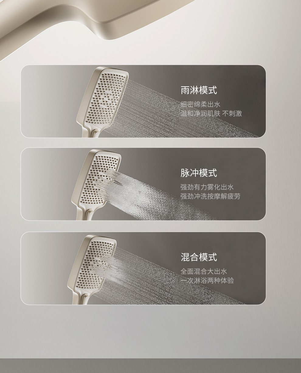 奶白色全铜淋浴花洒套装淋浴家用氛围灯恒温钢琴键数显增压沐浴器详情23