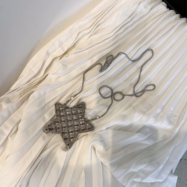 跨境2024夏新款小香风镂空金属星星包晚宴包单肩斜挎气质链条女包详情145