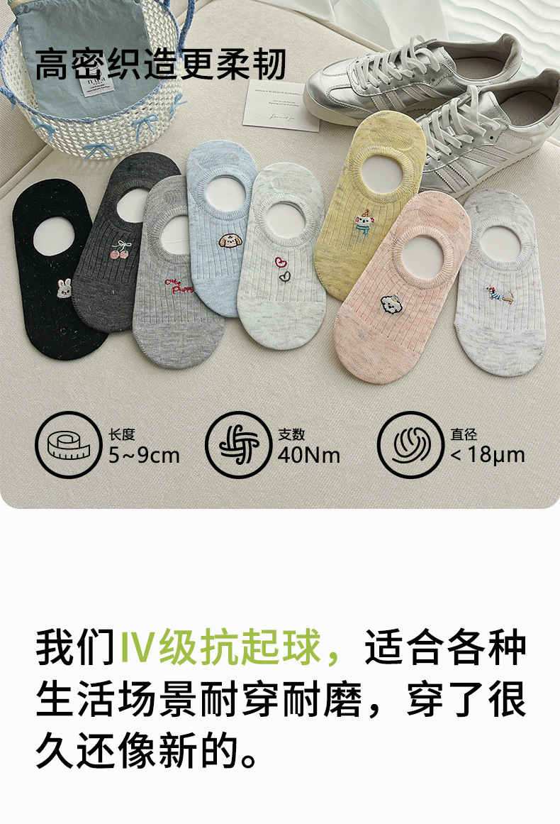 袜子女夏季薄款船袜无骨网眼透气ins潮刺绣低帮浅口卡通隐形船袜详情7