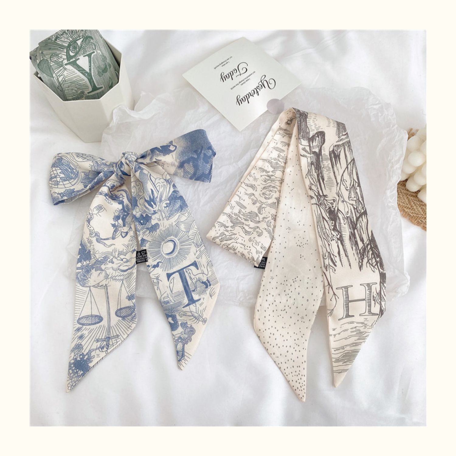 字母长条小丝巾绑发丝带高级感红色系领巾喜糖盒搭配结婚伴手礼详情24