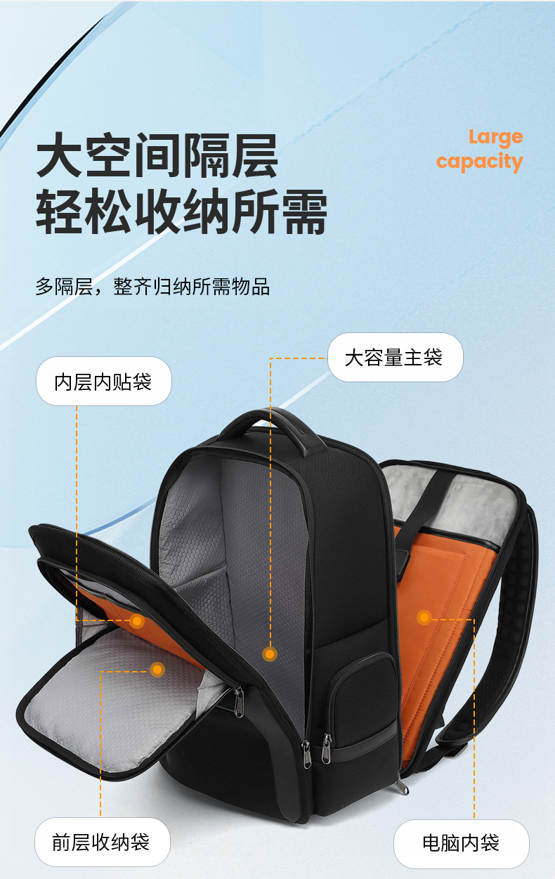 休闲旅行双肩包真皮防水户外商务电脑包高级感背包双肩一包多用详情23