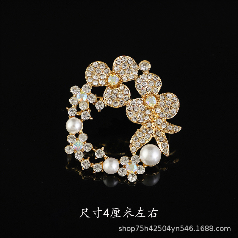 韩版质感胸针女高级感合金胸花轻奢小众镶钻固定防走光别针大衣饰详情12