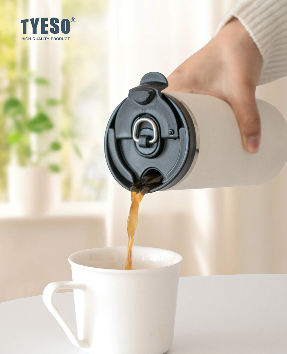 TYESO/ Taishuo Portable French Press Cup, a light luxury office car travel cold brew tea and coffee cup with heat and cold preservation pic 5