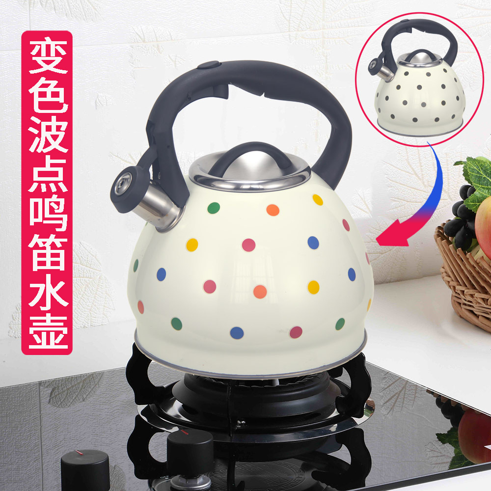 In-stock induction cooker, gas stove, universal Amazon cross-border e-commerce 3.0L polka dot stainless steel whistling kettle pic 5