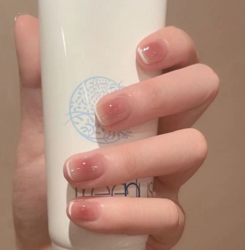 Finished nail art pieces, medium-length wearable nail art pieces, wearable nail art pieces, European and American nail art stickers, 24 nail art pieces, wearable nail art nude color pure desire pic 13