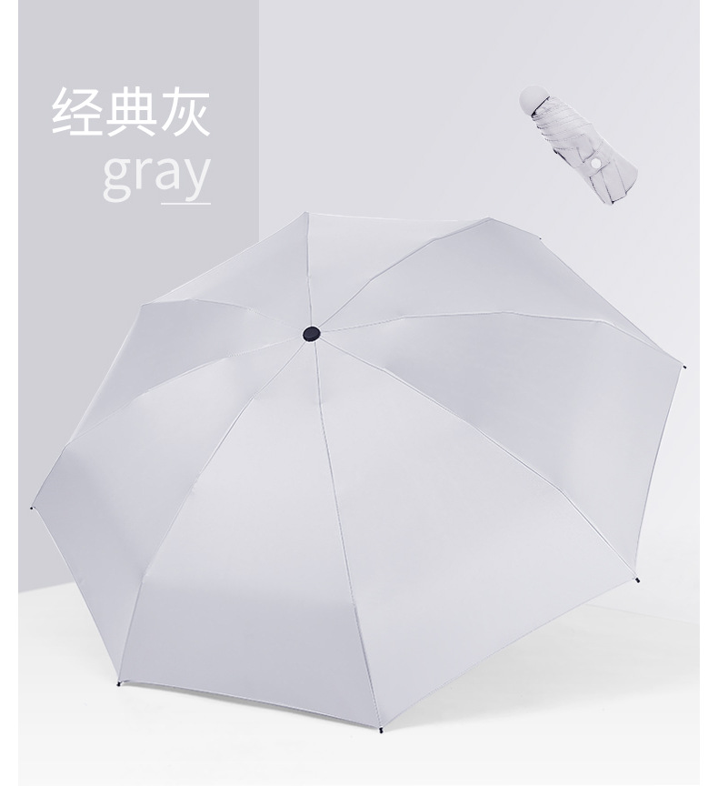 一件代发五折伞8骨加大防风晴雨伞黑胶防晒遮阳口袋伞迷你太阳伞详情24
