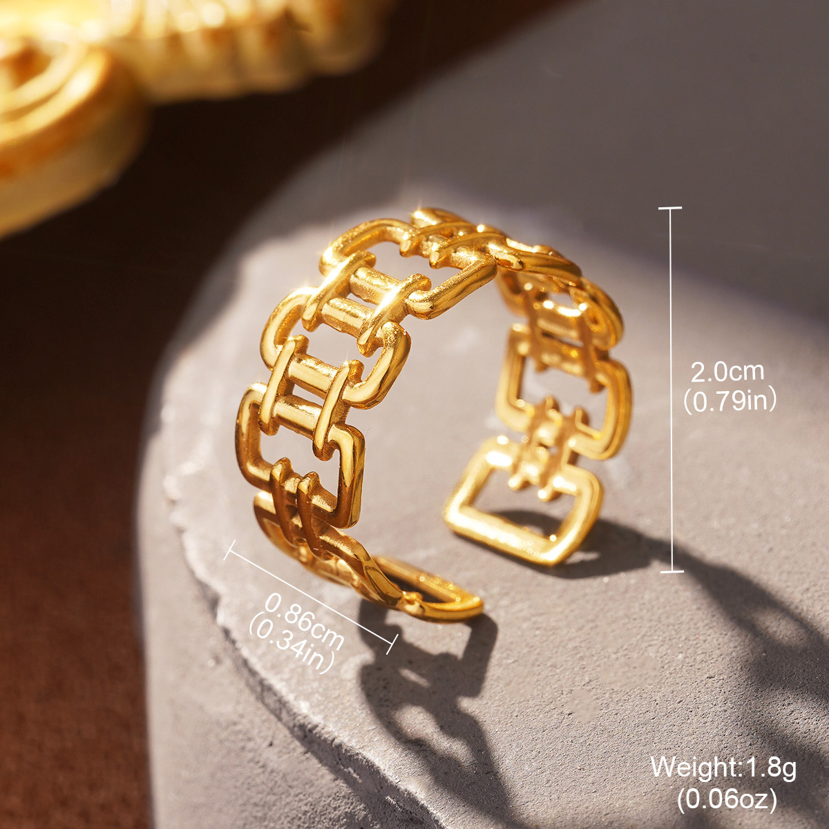 Retro European and American geometric stainless steel ring, non-fading shell geometric shape, fashionable and simple titanium steel index finger ring pic 33