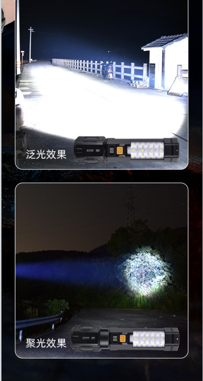 Multi-functional LED light, white laser flashlight, rechargeable telescopic zoom work light, outdoor internet-famous camping light pic 13