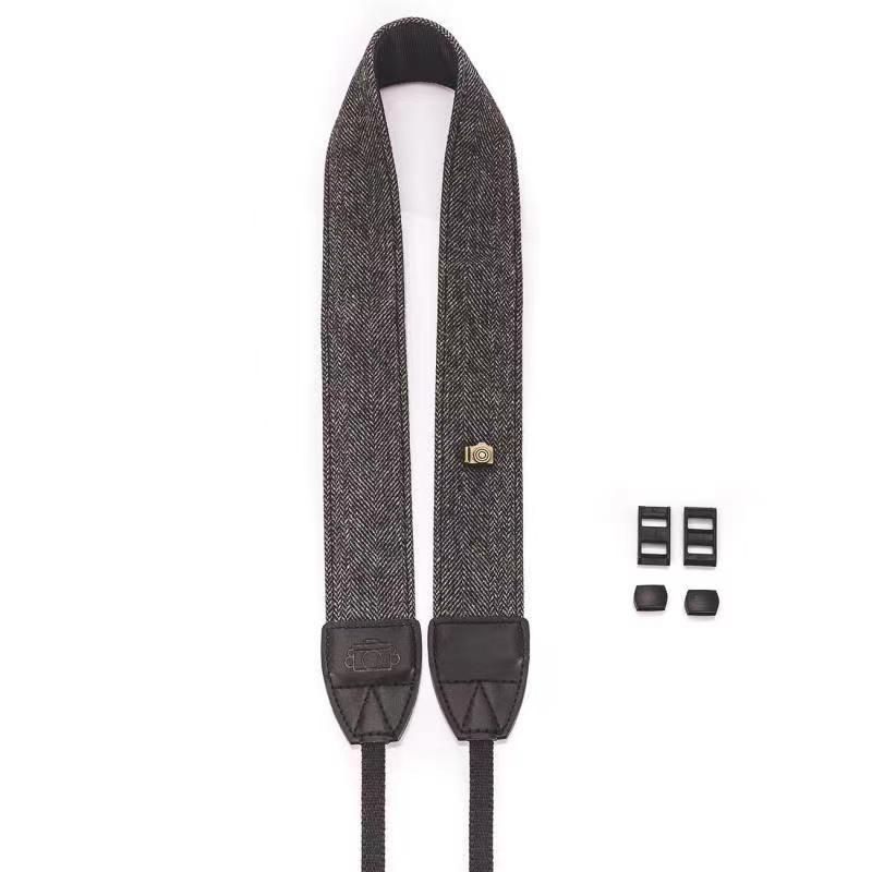 相机棉质肩带 单反相机肩带 两端皮质 减压复古肩带 相机背带详情8