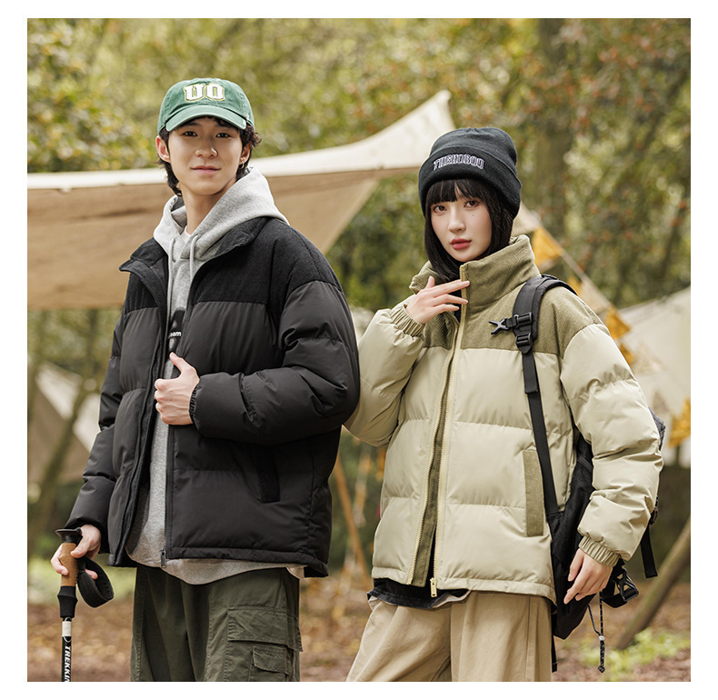 New winter fleece cotton-padded jackets for both men and women, thickened and warm cotton-padded jackets, couple bread jackets, and trendy color-blocked cotton-padded jackets pic 41