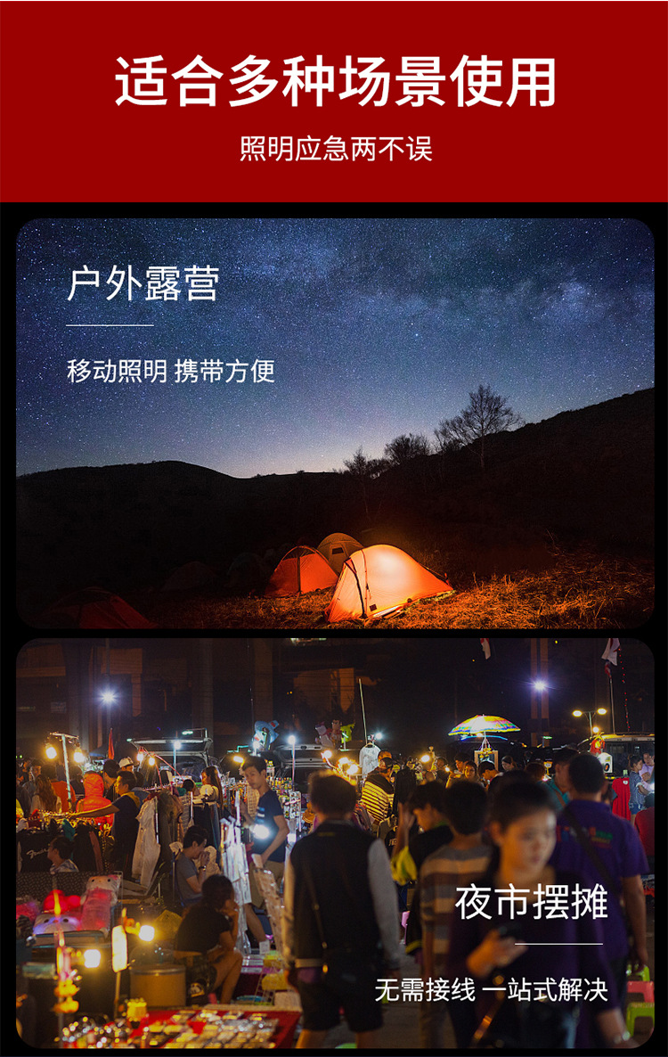 跨境多功能应急手提灯户外露营灯太阳能USB充电工作灯帐篷探照灯详情3