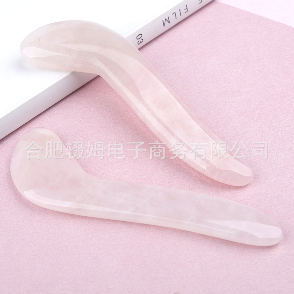 天然粉晶东陵玉石刮痧板脸部美容眼部推拿片刮痧板美容院同款按摩详情8