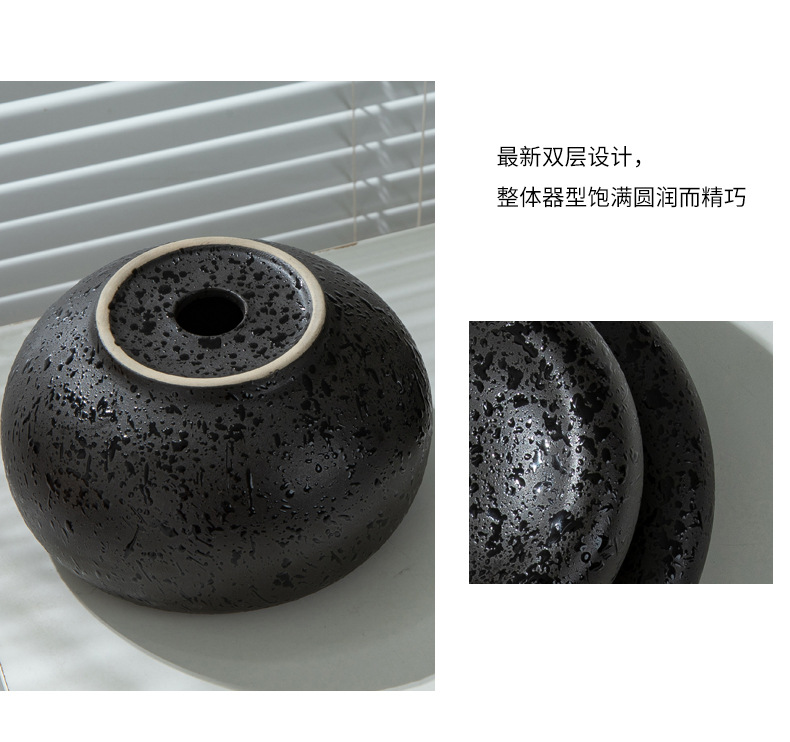 陶瓷喷黑点双层盘日韩分子料理餐具甜品碟特色摆盘高脚盘缩脚汤碗详情8