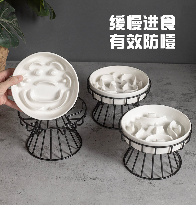 Ceramic slow food bowl to protect the cervical vertebrae, dog bowl to prevent knocking over, small dog and cat food bowl, Amazon anti-choking dog bowl pic 5