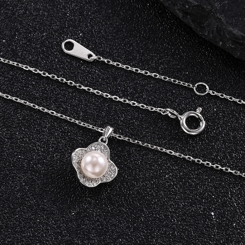 S925 All-silver Edison pearl pendant necklace, a versatile and high-end gift for women, simple and versatile, small and clear pic 7