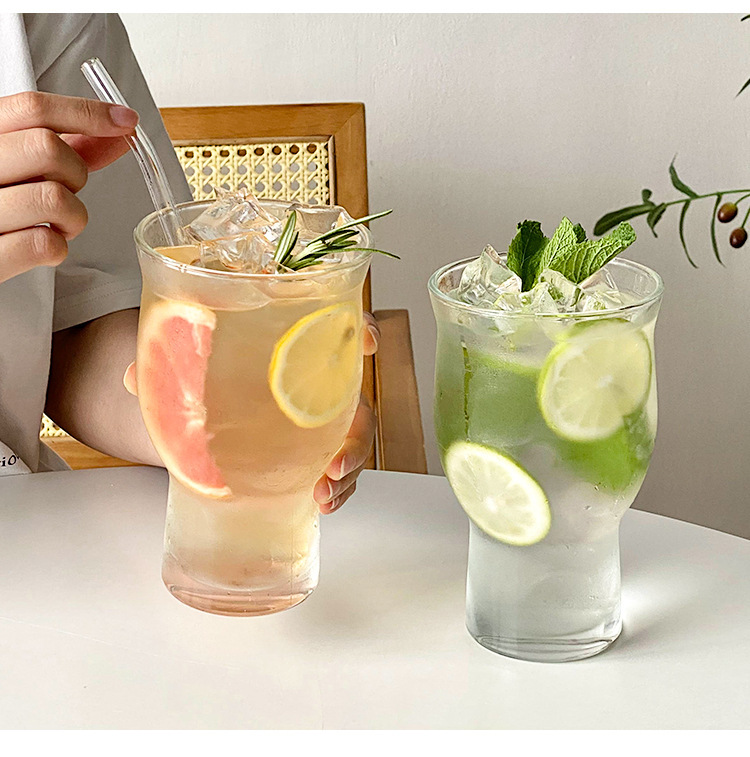 ins popular restaurant wide-mouthed fruit tea cups, extra-large capacity glass cups, milk tea drinks, juice cups, cold drink cups pic 6