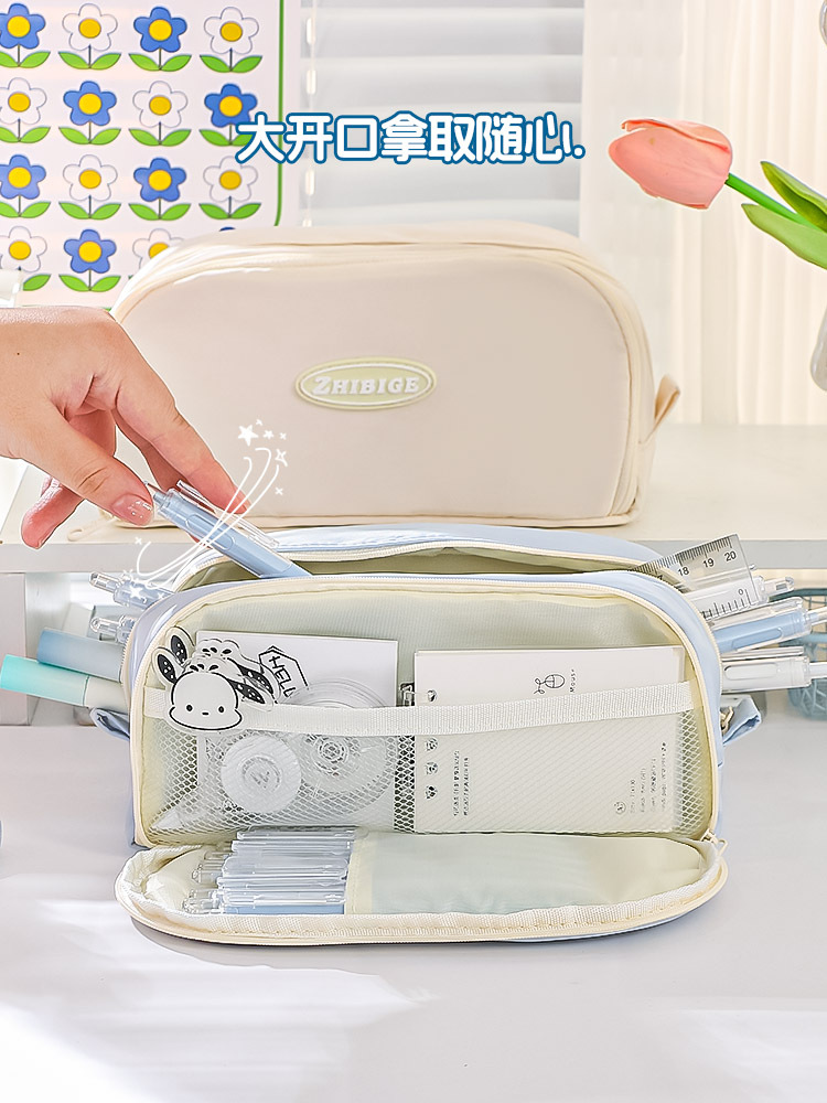 笔袋初中生超大容量铅笔盒小学生高中女生高颜值简约ins风文具盒详情12