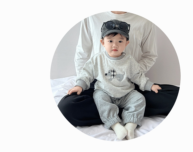 婴幼儿网红春秋套装男童小狗卫衣卫裤秋季两件套小童帅气韩版童装详情13