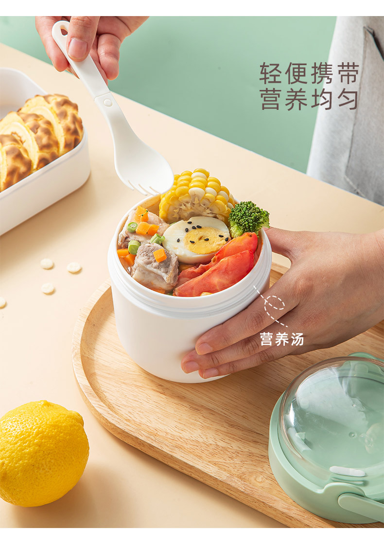 饭盒微波炉304不锈钢日式风上班族早餐杯批发杯子麦片食品级塑料详情5