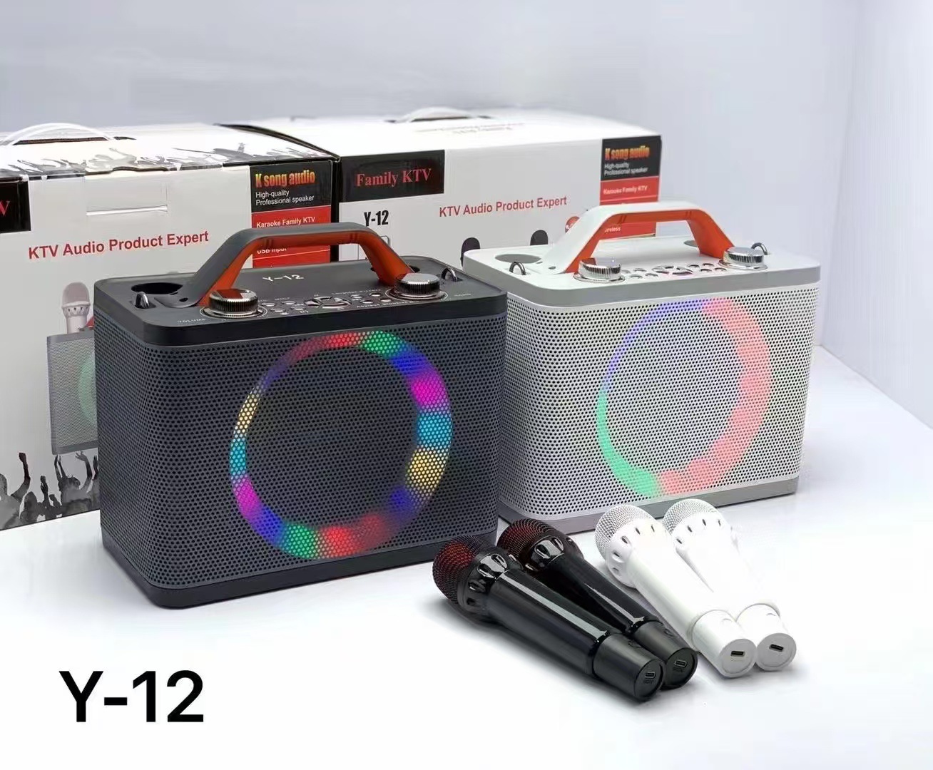 Hot-selling Y-12 color light wireless dual-microphone microphone Bluetooth home karaoke all-in-one speaker portable wireless Bluetooth pic 5