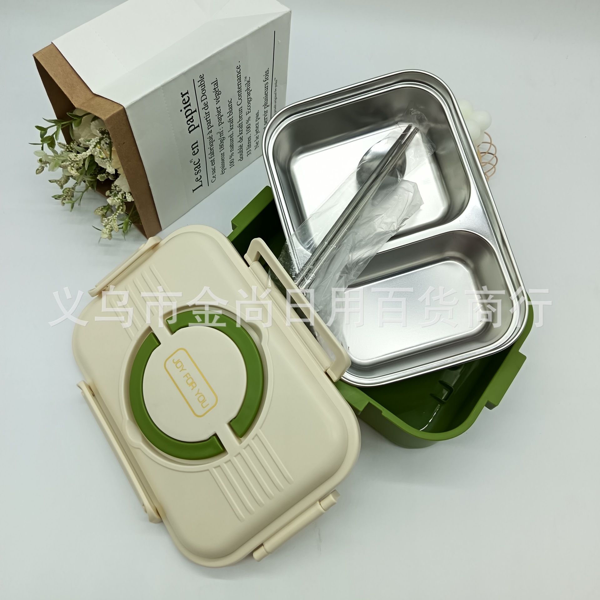2025 nuevo estilo simple y exquisito estudiante trabajador de oficina caja de almuerzo portátil de acero inoxidable para niños portátil caja de comida bento dividido pic 3