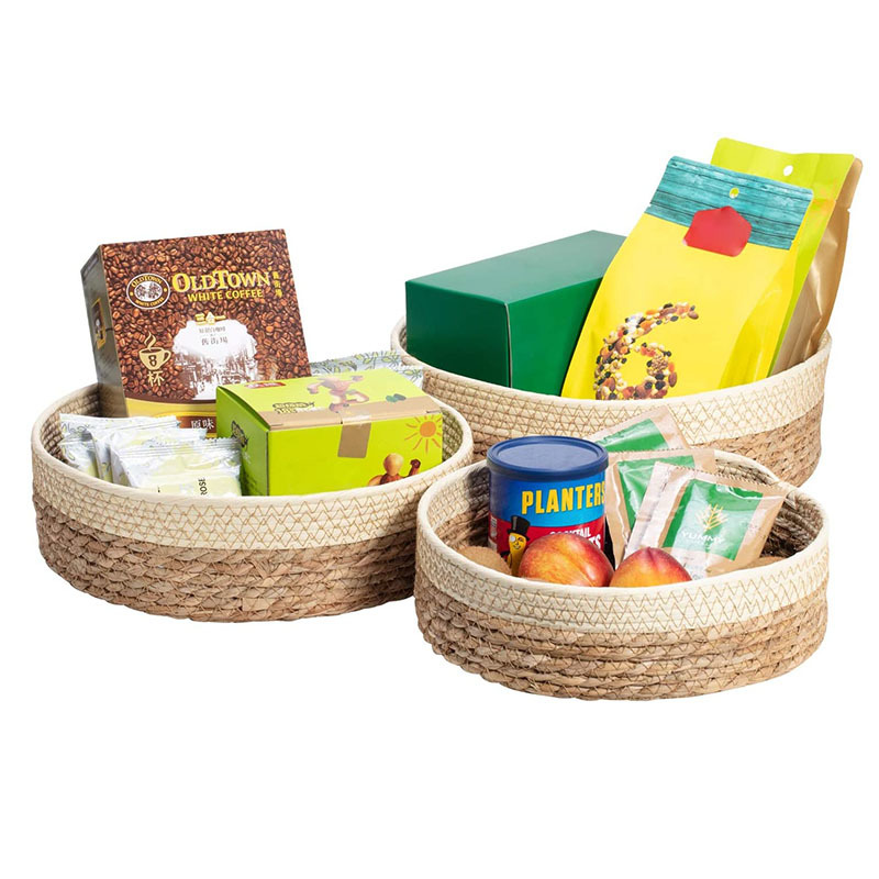 收纳筐编织篮子整理收纳草编化妆品收纳桌上藤编篮圆形收纳盒零食详情9