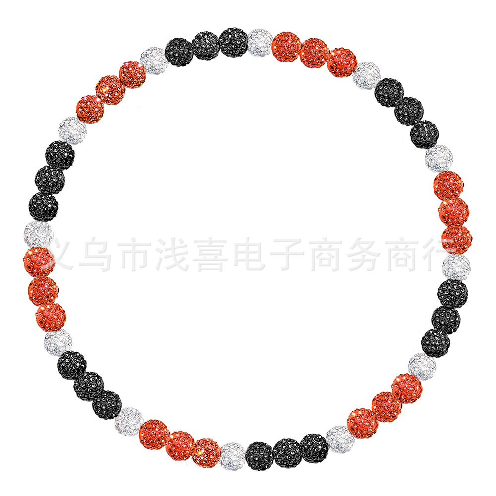 亚马逊新男士彩色钻球项链棒球篮球明星嘻哈项链竞技水钻项饰项圈详情17