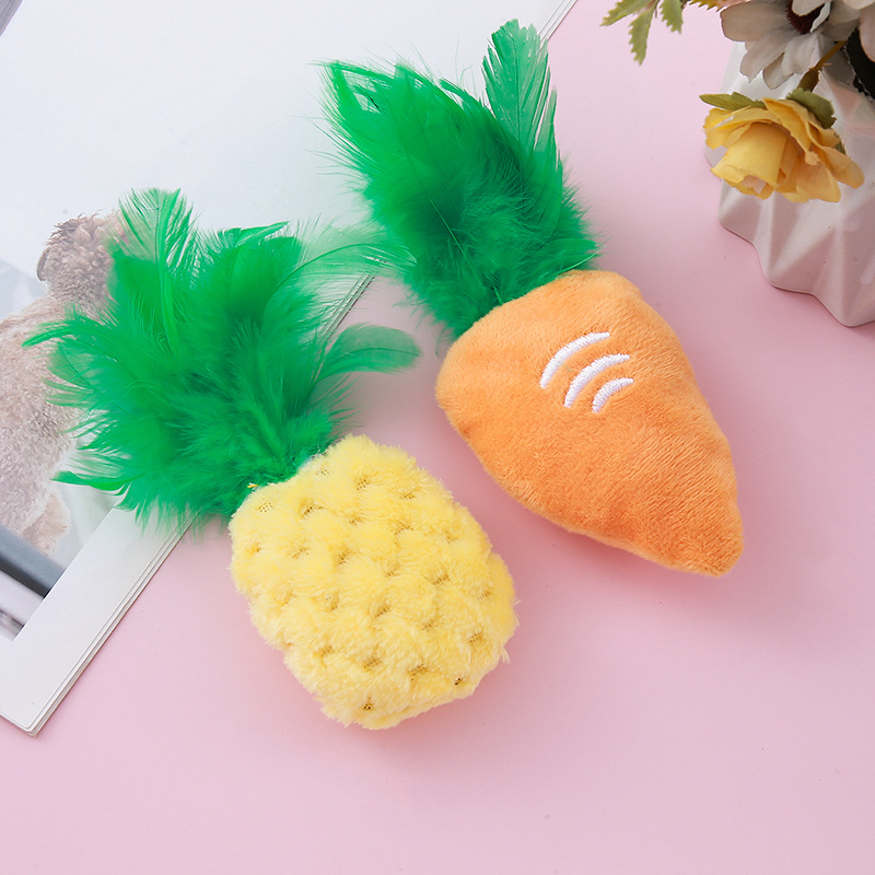 Cat feather pineapple interactive training, paper mint plush toy, cat to relieve boredom, shuttlecock, carrot, dog toy pic 4