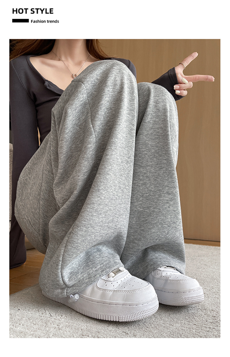 运动裤女2026新款春秋冬季加绒直筒灰色卫裤小个子休闲宽松阔腿裤详情18