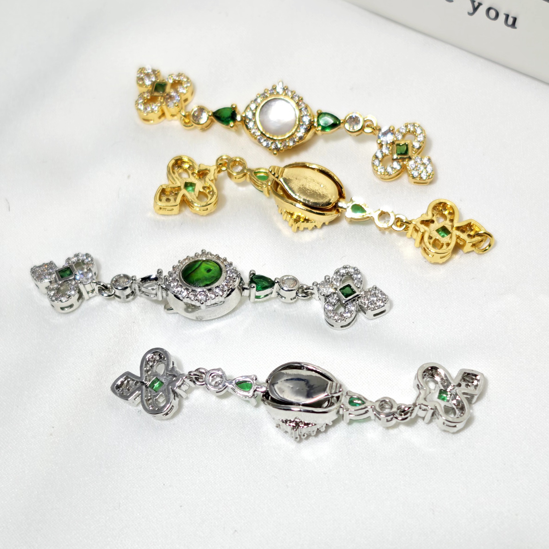 Pearl necklace clasp, natural pearl oil painting style drip oil, three-petal flower finish clasp, connecting clasp, sweater chain diy accessories pic 9