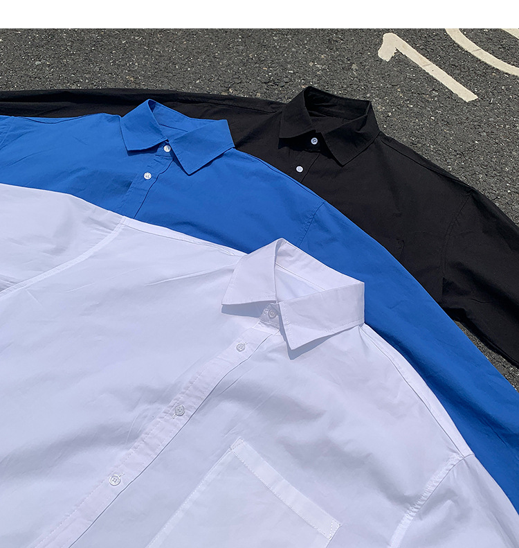 简恒薄款纯棉纯色衬衫男士长袖宽松防晒外套秋季痞帅日系休闲衬衣 pic 41