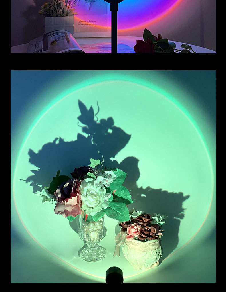 Seven-color sunset light, sunset light atmosphere, ins appearance, horizontal bedroom voice, sunset light, photo complementary color, artistic projection light pic 12