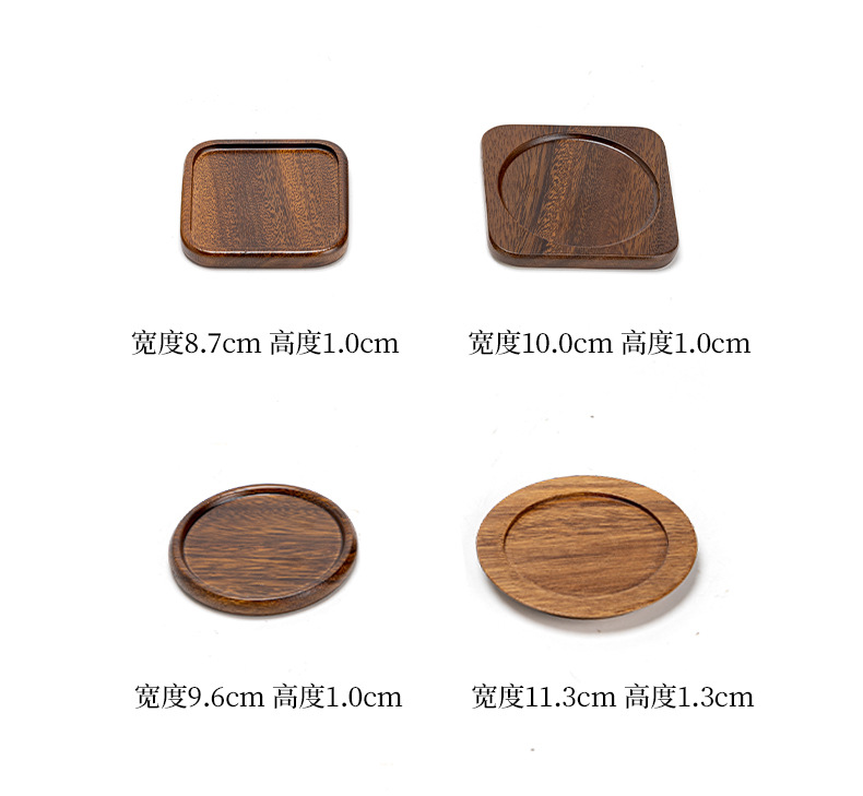 Black walnut coasters, creative ebony Japanese tea ceremony accessories, tea cup holders, heat insulation pads, walnut wood coffee coasters pic 6
