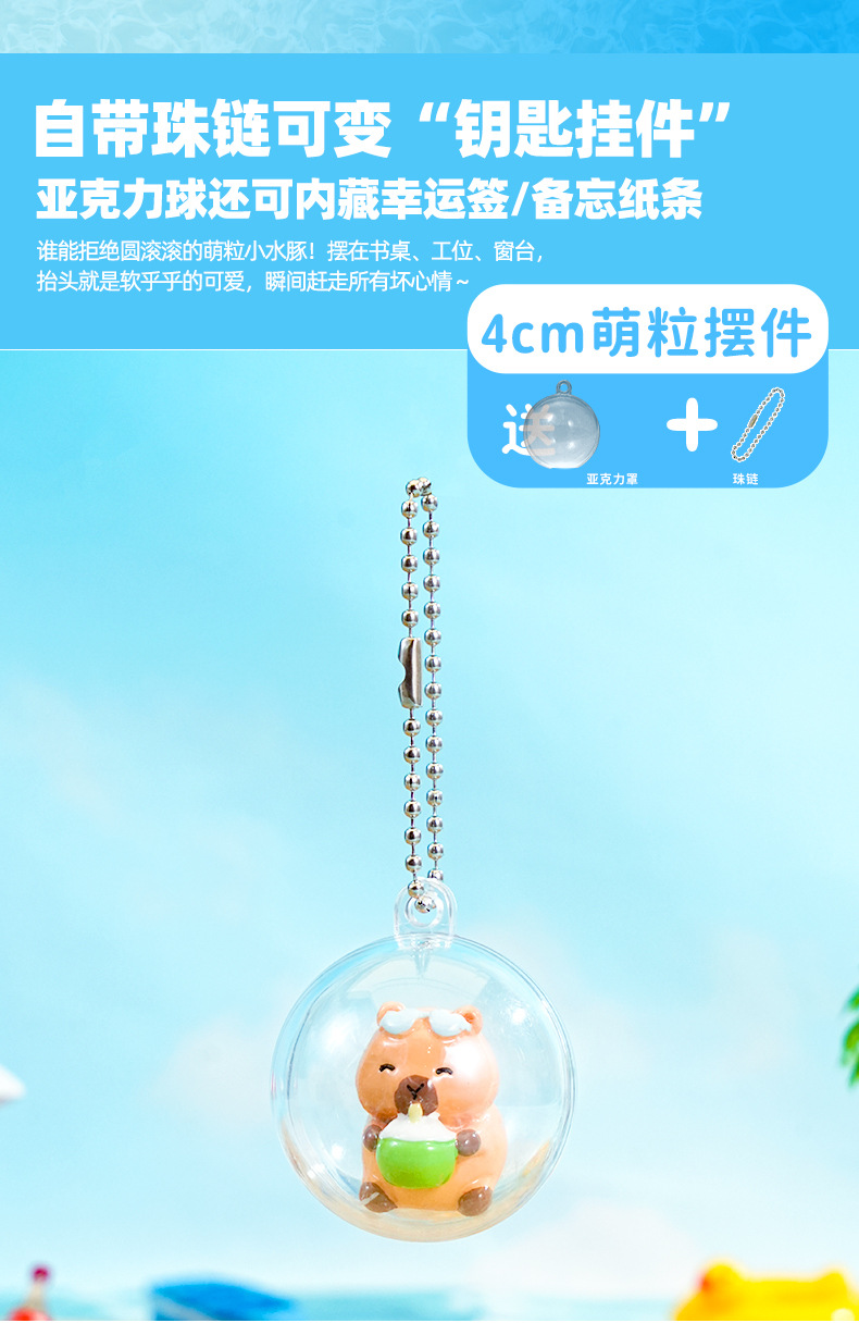 百茂原创Q萌水豚系列钥匙扣创意卡通树脂挂件diy惊喜扭蛋挂饰批发详情5