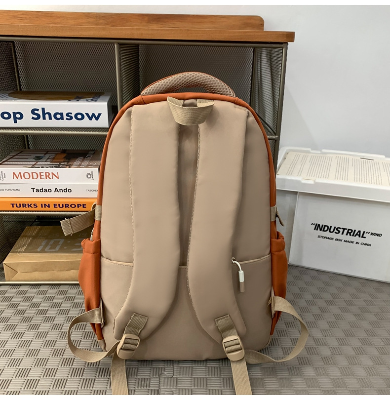 批发跨境双肩包韩版百搭书包撞色大学生高中大容量短途旅行背包详情45