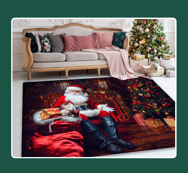 Anti-slip mat, new cartoon 3D floor mat, home living room sofa, bedroom bedside, super soft crystal velvet Christmas tree carpet pic 19