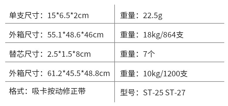修正带ins风简约按动式可替换芯大容量改正带学生用高颜值涂改带详情1