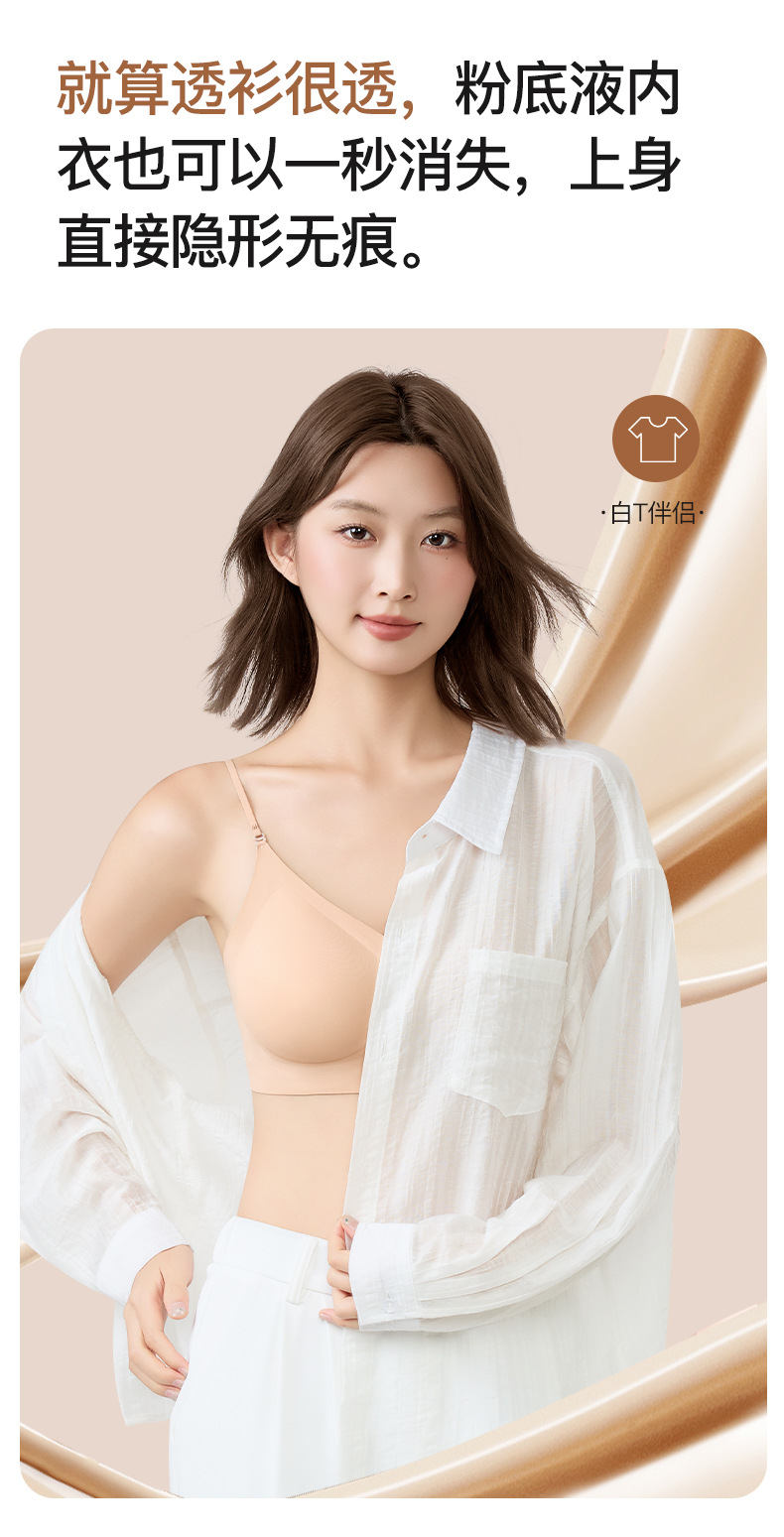 无痕粉底液隐形内衣女小胸聚拢大露背U型交叉挂脖美背吊带文胸罩详情3