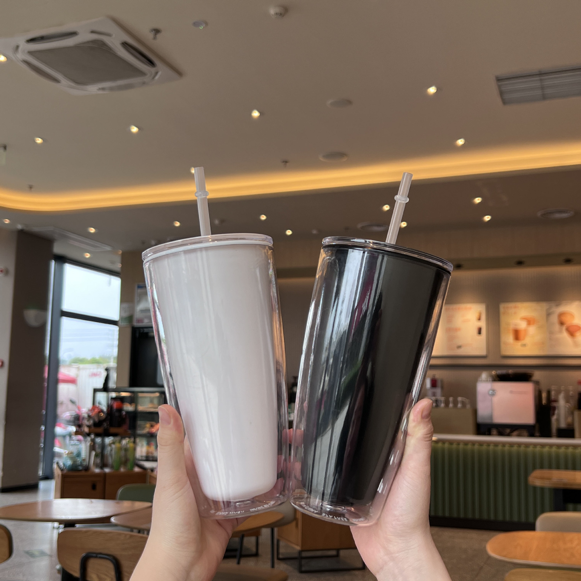 外贸新款双层塑料吸管杯高颜值网红大容量情侣杯子创意女王杯定制详情18