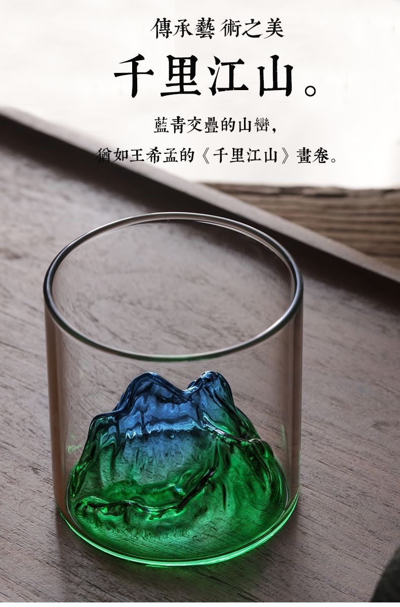Wholesale and sale of glass mountain-viewing cups, mountain-collecting cups, whisky wine glasses, high borosilicate glass household water glasses and creative wine glasses pic 3
