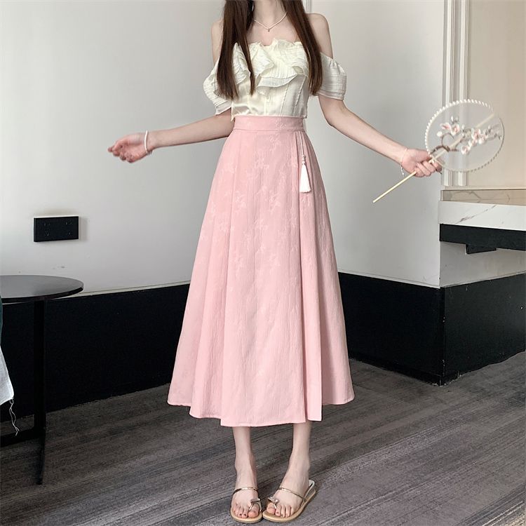 New Chinese-style jacquard skirt 2024, improved horse face skirt, high-waisted, slimming and elegant, pleated A-line skirt, Chinese trend pic 9