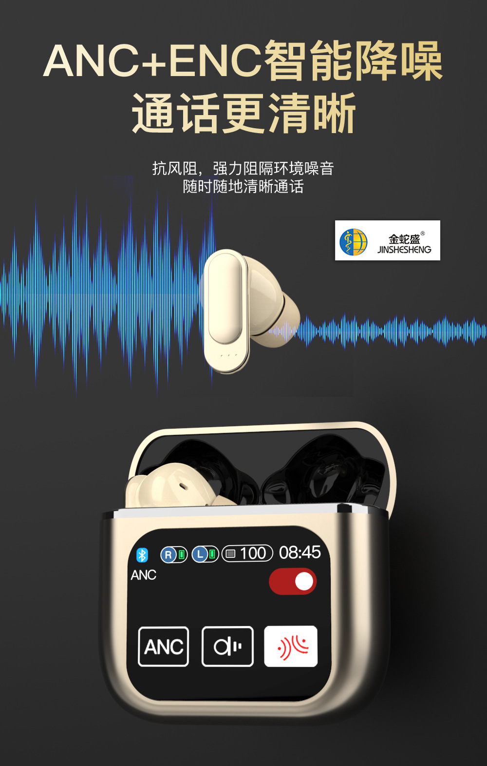 New touchscreen Bluetooth headphones with long-lasting battery life, ANC+ENC intelligent noise cancellation, LED screen in-ear TWS headphones pic 8