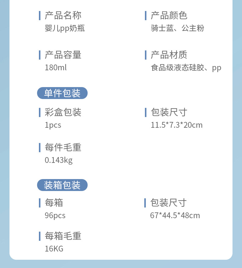 厂家批发婴儿带手柄奶瓶塑料保温180ml宽口防胀气耐摔吸管杯详情3