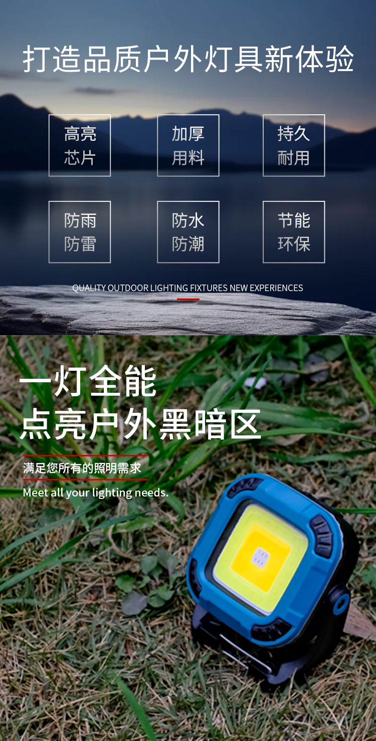 跨境全场景多档调节旋转灯头强磁吸附户外露营检修LED移动工作灯照明灯具详情1