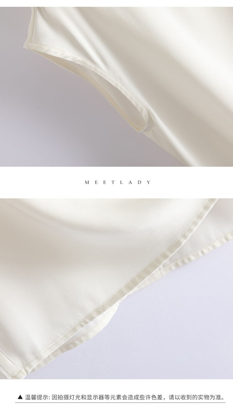 White mulberry silk top, a new summer collection for women, is a versatile and highly elastic double georgette silk T-shirt for women pic 10