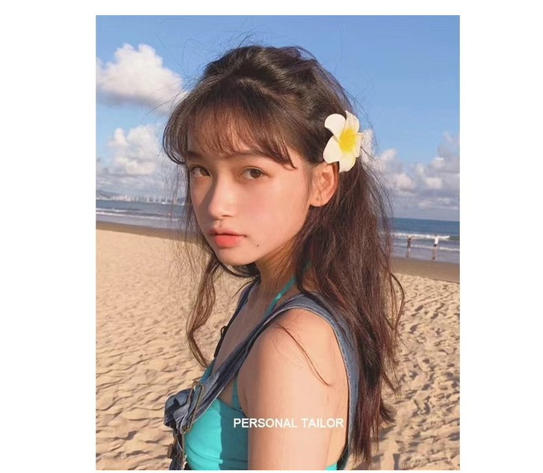 冠洋跨境仿真鸡蛋花发夹沙滩度假盘发侧边夹花朵发卡鸭嘴夹发饰详情5