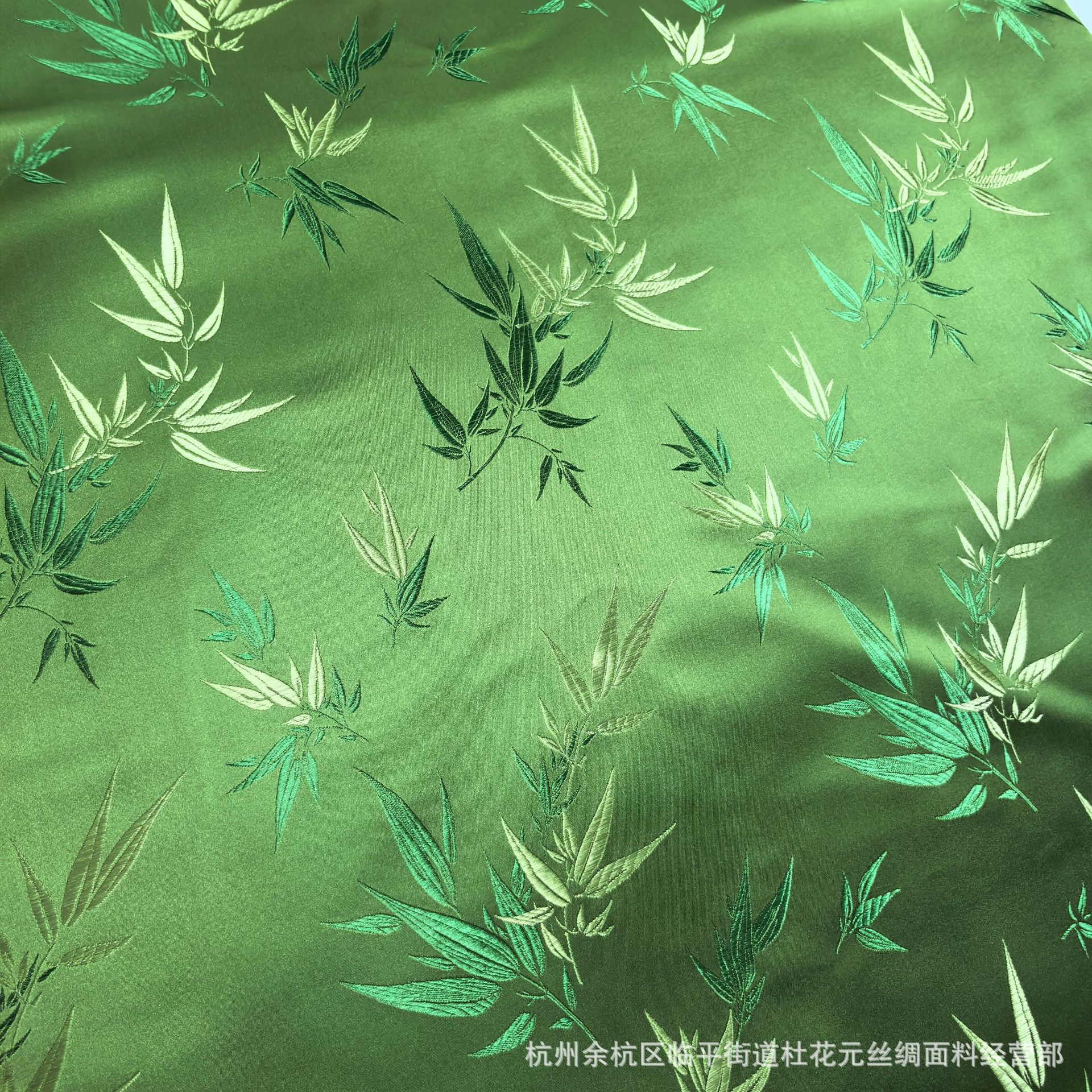 厂家真三五大竹叶织锦缎仿古唐装旗袍布料宠物服坐垫布丝绸面料详情3