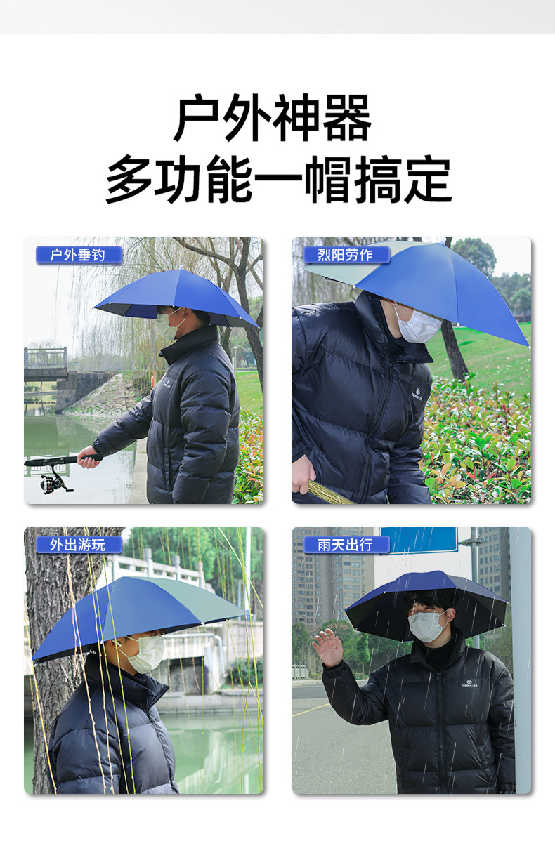 Head-mounted umbrellas for fishing, portable sun umbrellas, large outdoor folding umbrellas, UV and wind protection wholesale pic 16